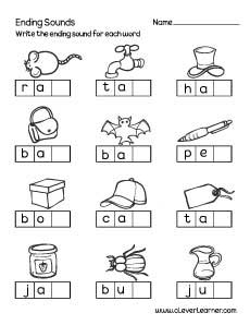Ending sounds worksheets and printables for preschool and ...