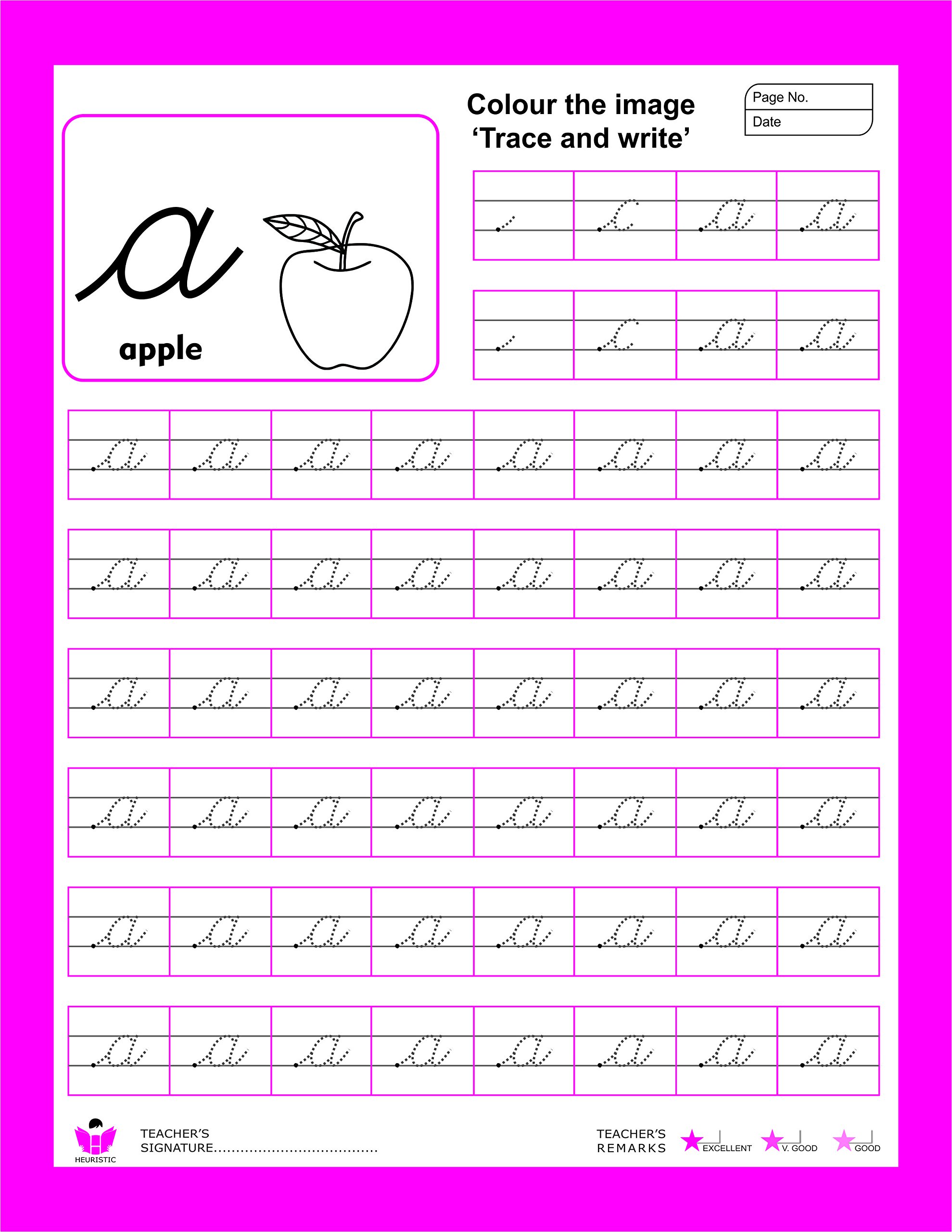 Heuristic Worksheet - English Writing (Cursive Letters - Small ...