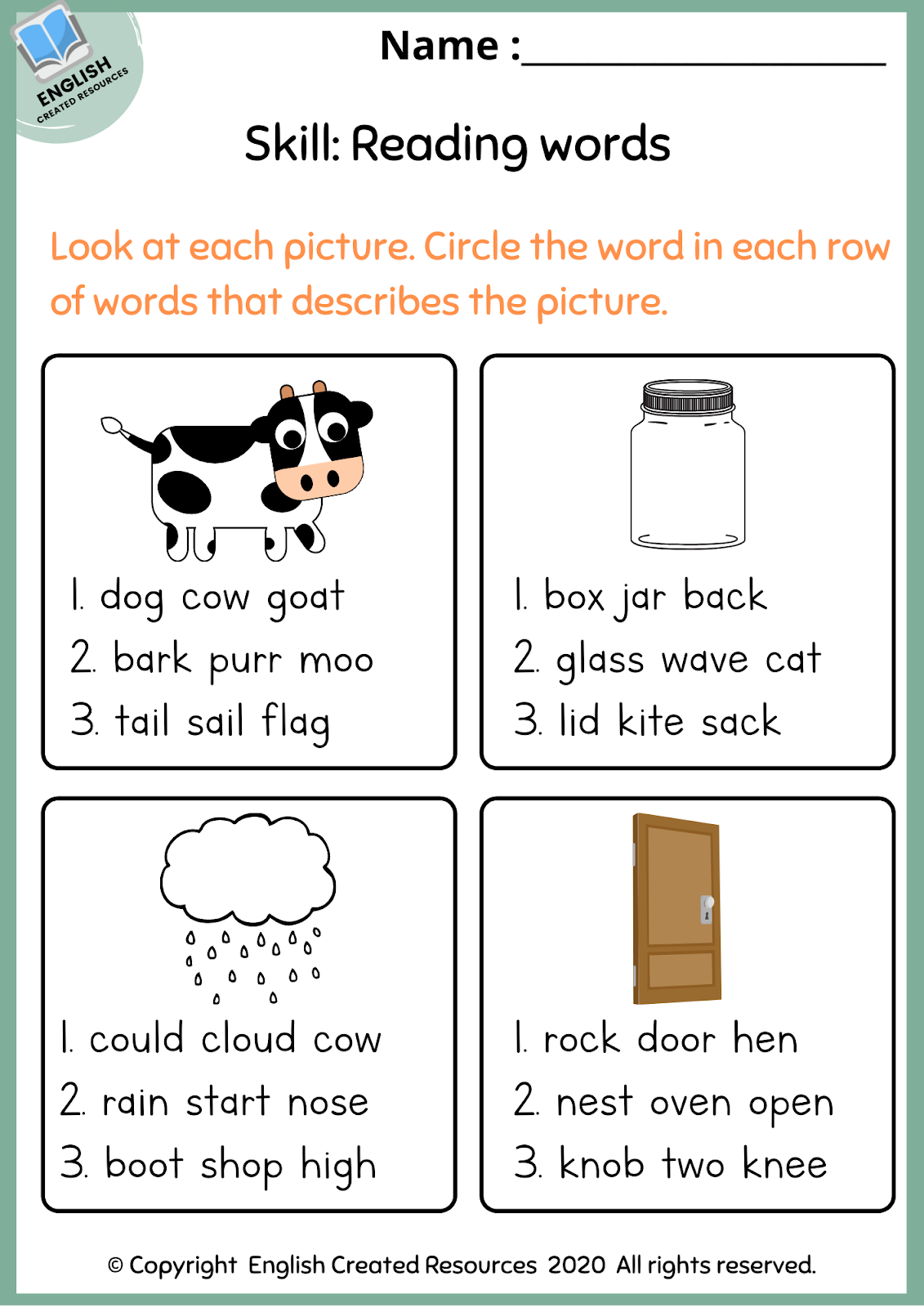 First Grade Basic Skills Worksheets - English Created Resources
