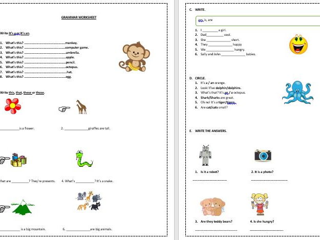 Beginners in English essential grammar and vocabulary worksheets ...
