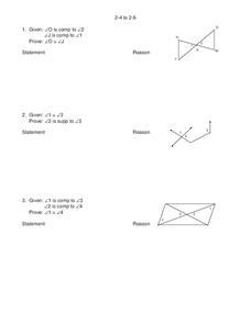Geometric Proofs Worksheet for 10th - 11th Grade | Lesson Planet