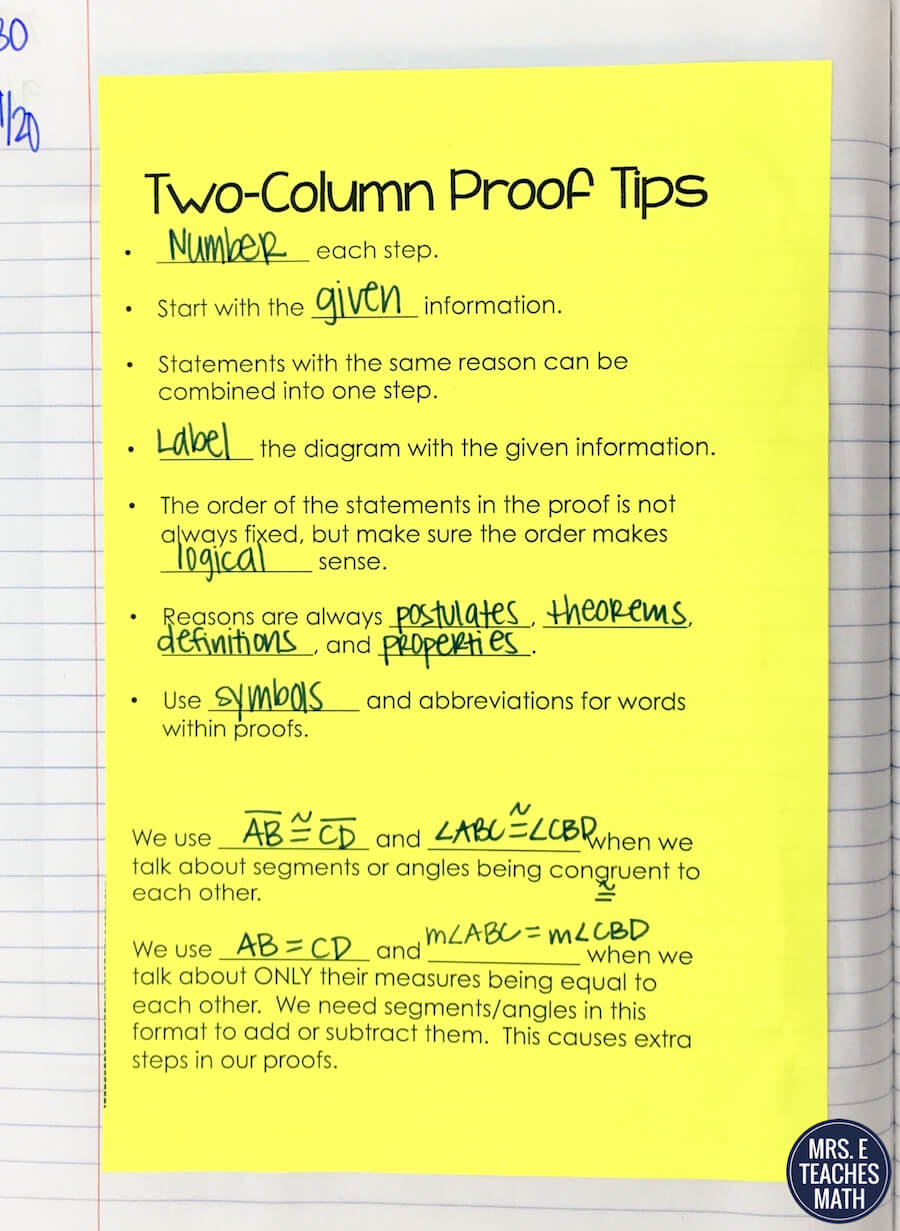 beginning geometry proofs worksheet