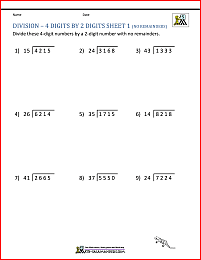 beginning long division worksheet