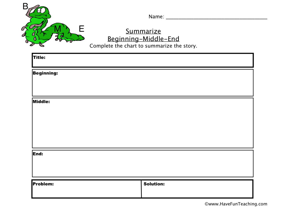 Beginning, Middle, End Worksheet  