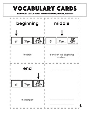 Vocabulary Cards: Draw Beginning, Middle, and End | Worksheet ...