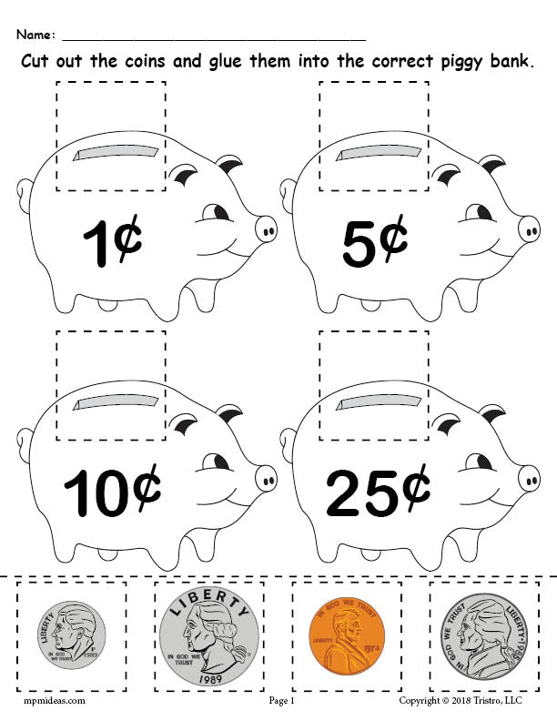 Printable Money Matching Worksheet With Coins
