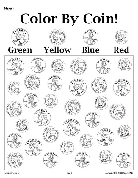 Color By Coin - Printable Money Worksheet