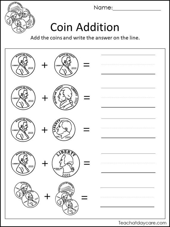 beginning money worksheet printable