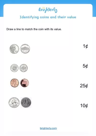 beginning money worksheet printable