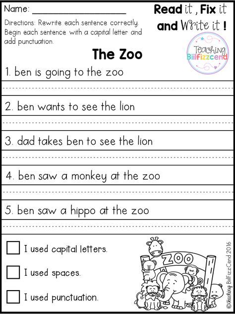 FREE Fix It Up Sentences