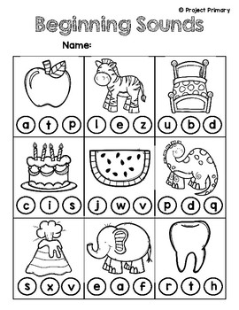 Beginning Sounds Worksheet- FREEBIE by Project Primary worksheets library