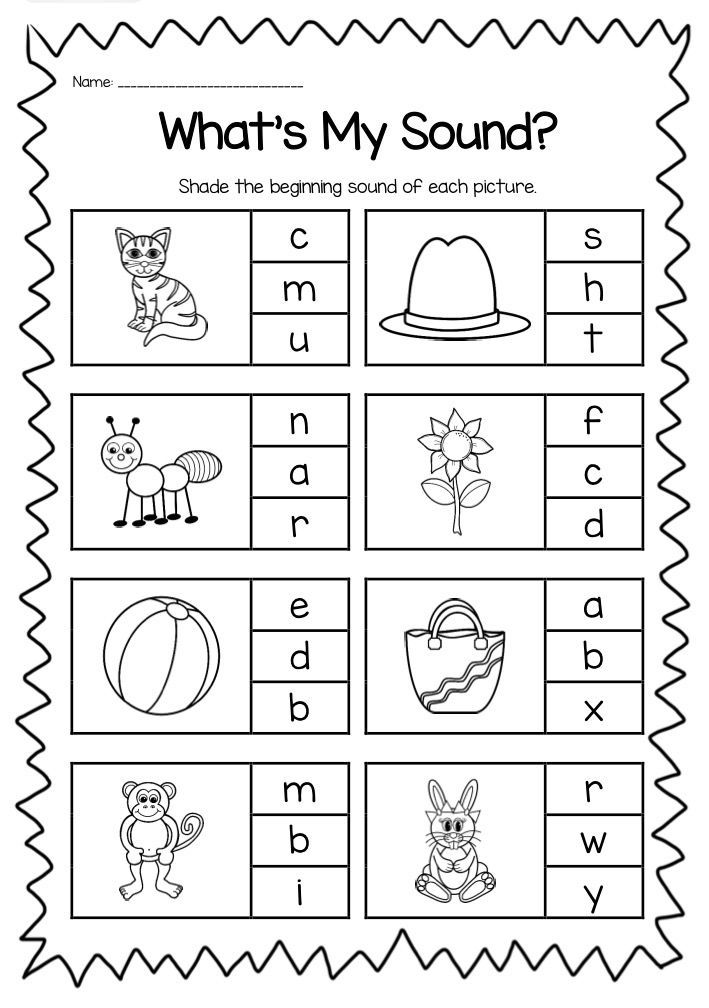 Beginning Sounds Printable Worksheet Pack - Kindergarten Phonics ...