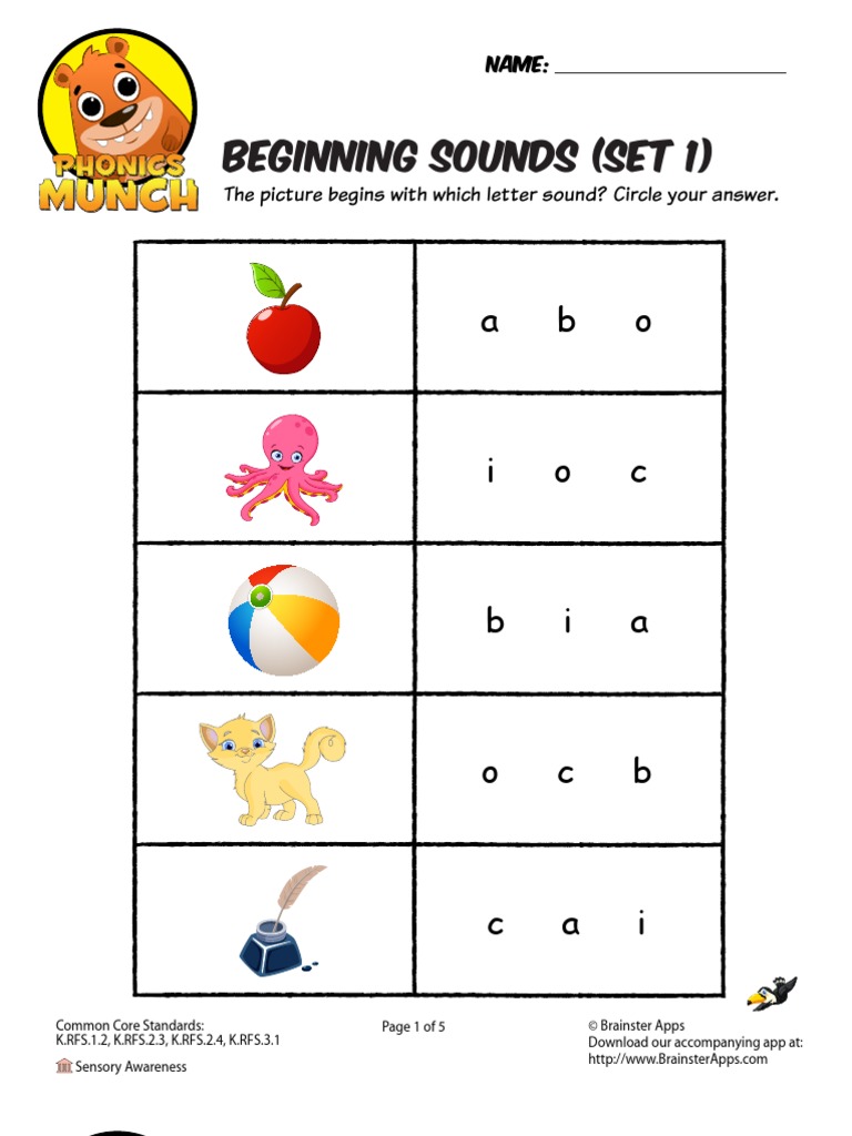 beginning sound phonics worksheet
