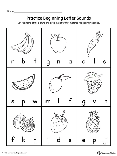 FREE* Beginning Letter Sound Worksheet | MyTeachingStation.com