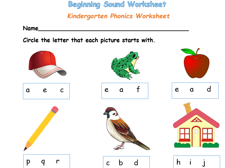 Beginning sound Worksheet  
