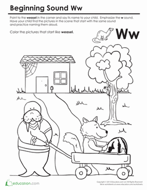 beginning sounds coloring worksheet