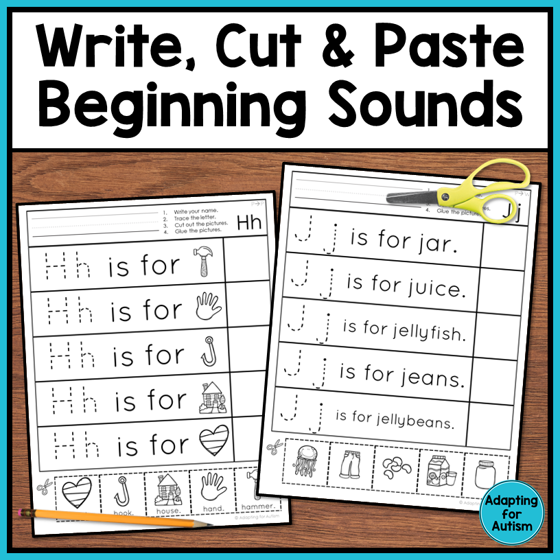 Beginning Sounds Worksheets: Cut and Paste Activities - Autism ...