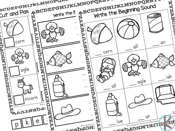 beginning sounds kindergarten worksheet