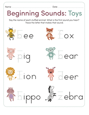beginning sounds worksheet kindergarten