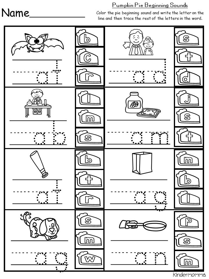 Free Thanksgiving Beginning Sounds Activity - kindermomma.com