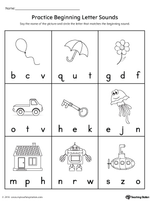 FREE* Practice Beginning Letter Sound Worksheet ...