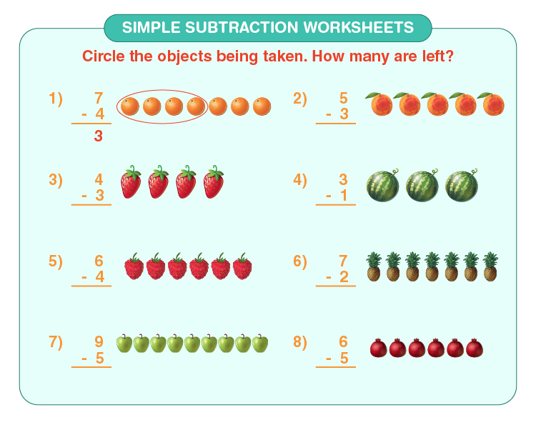 beginning subtraction worksheet with