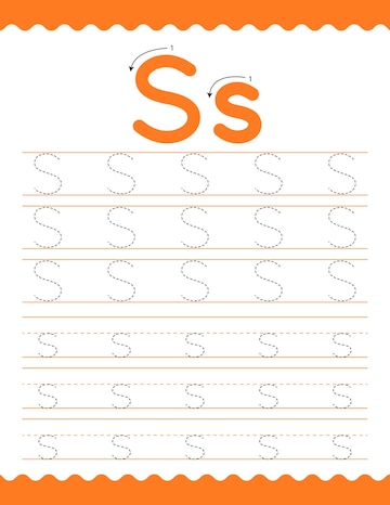 Premium Vector | Trace The Alphabet S Beginning Tracing Worksheet ...