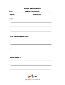 behavior management worksheet