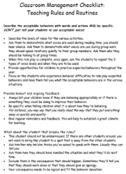 Classroom Management Worksheets