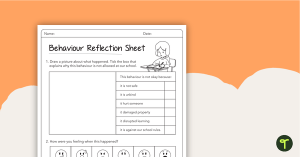 behavior reflection worksheet