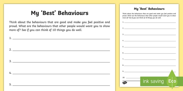 My Best Behaviors Worksheet / Worksheet (Teacher-Made)