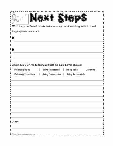 behavior worksheet for adults