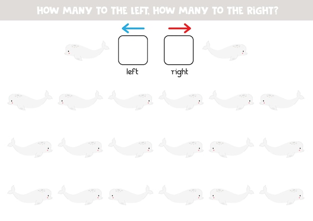 Premium Vector | Left or right with cute cartoon beluga whale ...