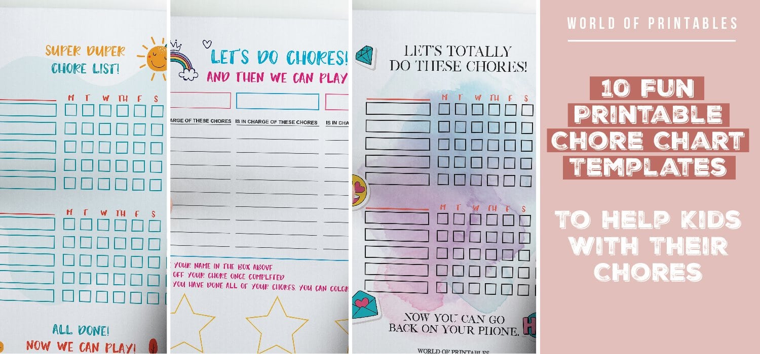 10 Fun Printable Chore Chart Templates To Help Kids With Their Chores