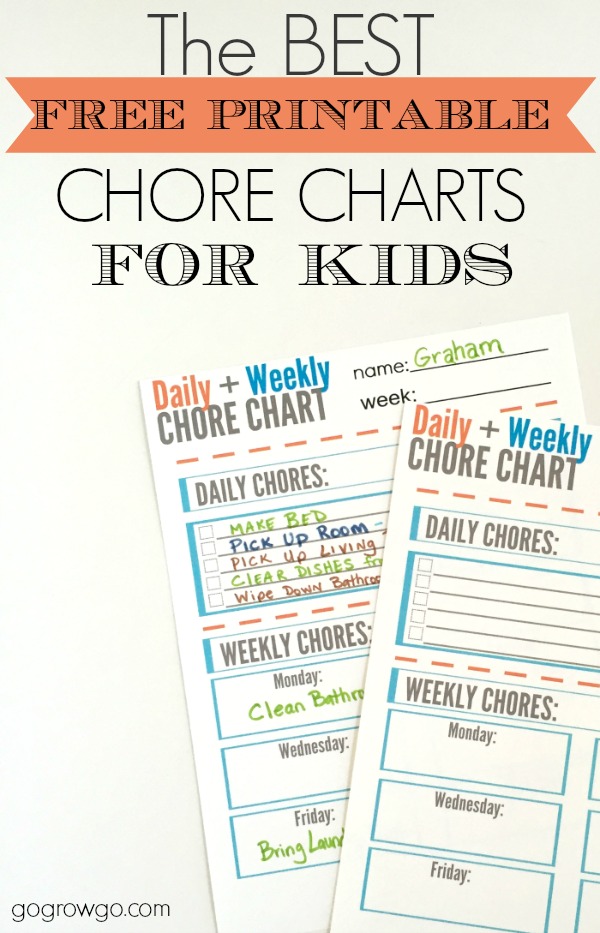 10 Free Printable Chore Charts for Kids - 24/7 Moms