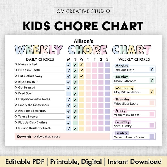 best printable chore charts