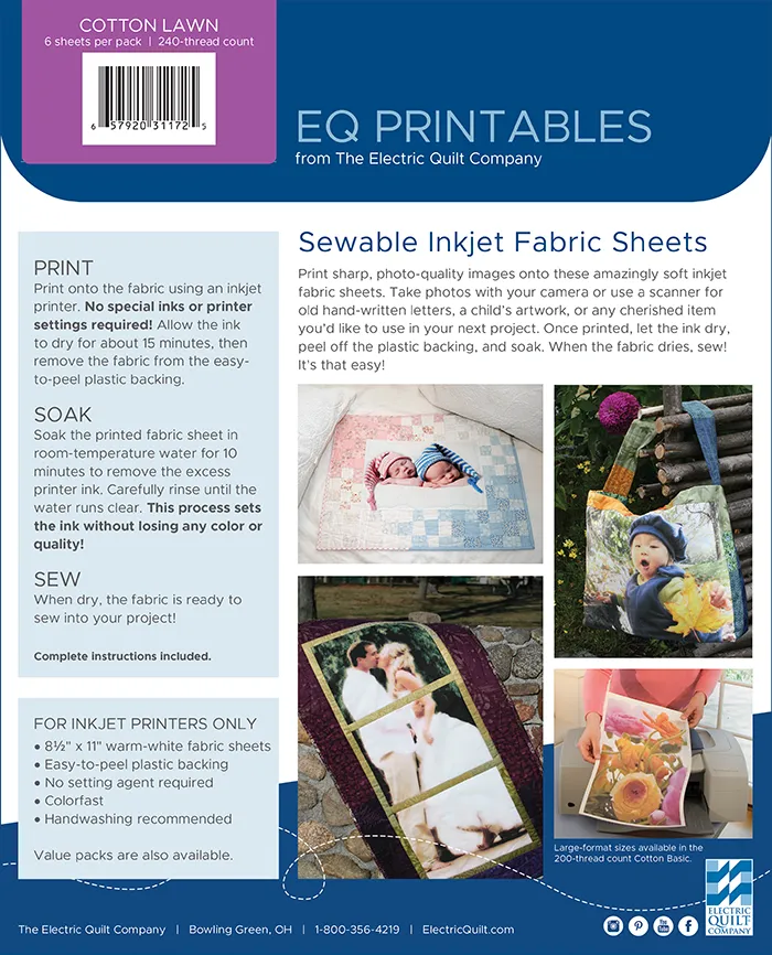 Cotton Lawn (240tc) Inkjet Fabric | Products | The Electric Quilt ...
