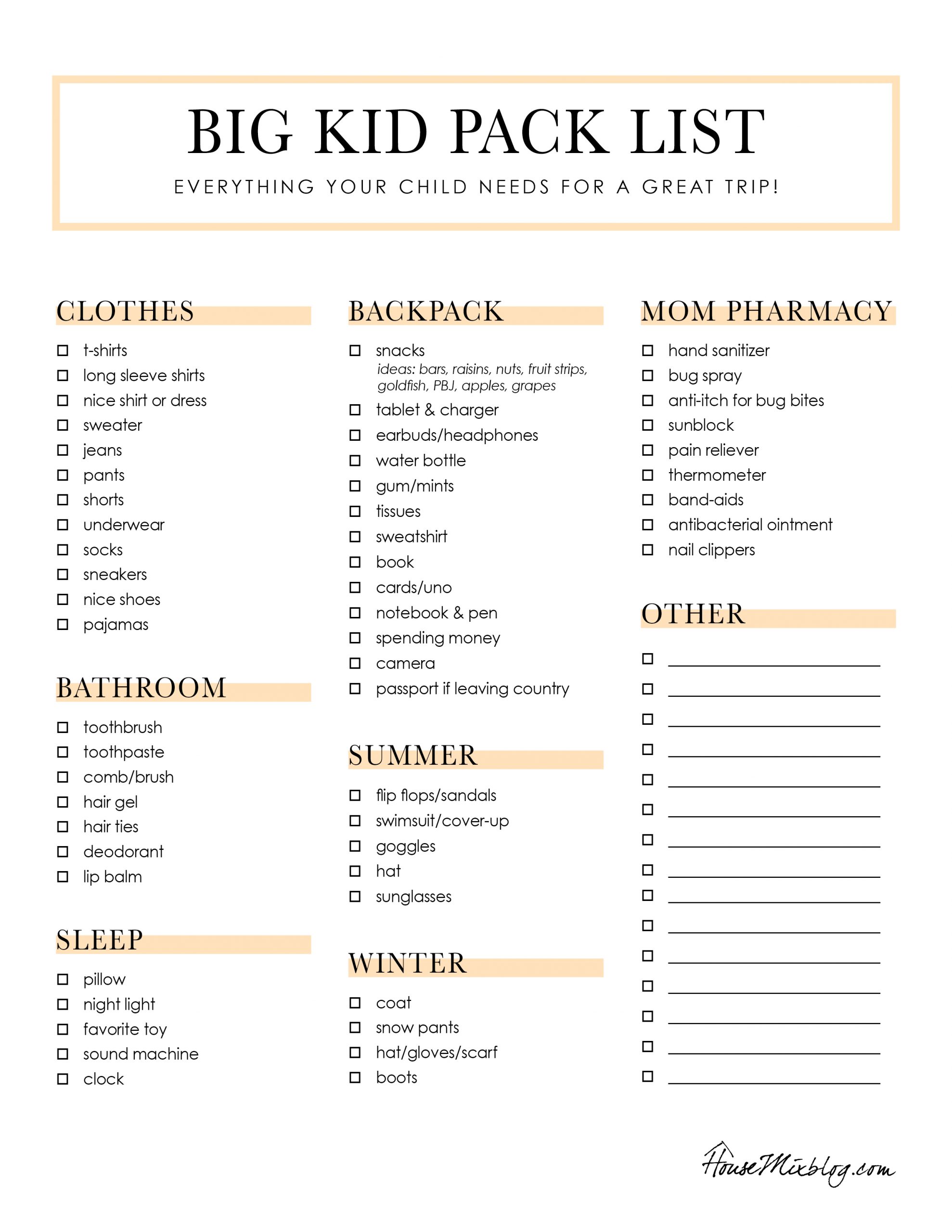 best printable packing list
