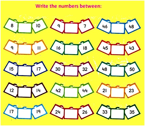 Number that Comes Between | Find the Middle Number | Worksheet Between
