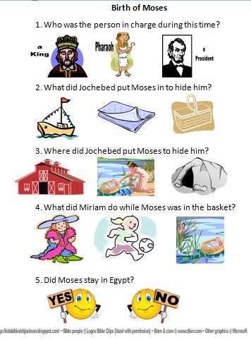 Bible Worksheets for Children