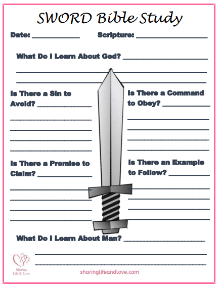 The SWORD Bible Study Method Worksheet - Sharing Life and Love