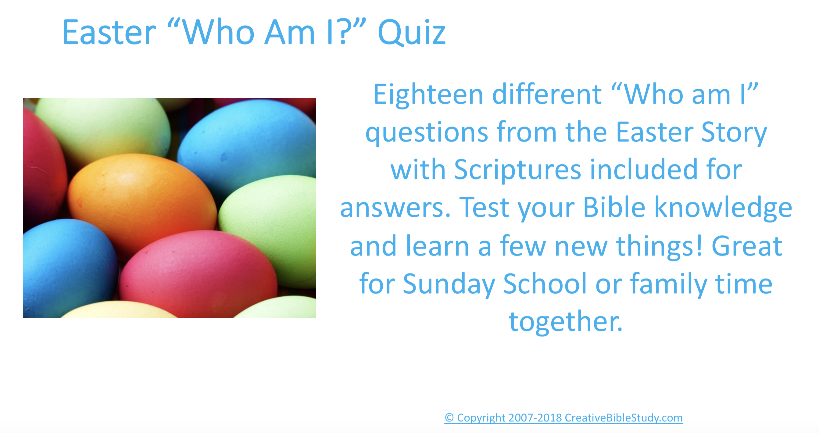 An Easter Quiz Game - Kids, Youth &  Adults