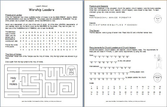 Types of Free Printable Bible Activities for Kids on Sunday School ...