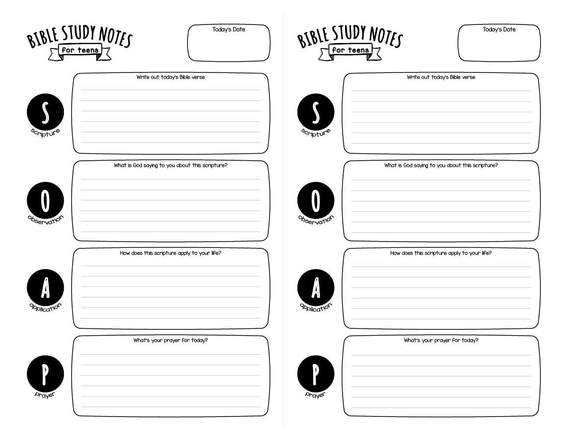 BIBLE LESSONS for TEENS Journal Worksheet Activities Project | Sunday School