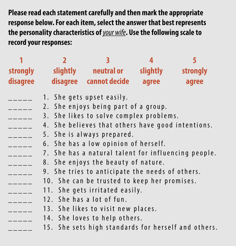 big 5 personality test printable version