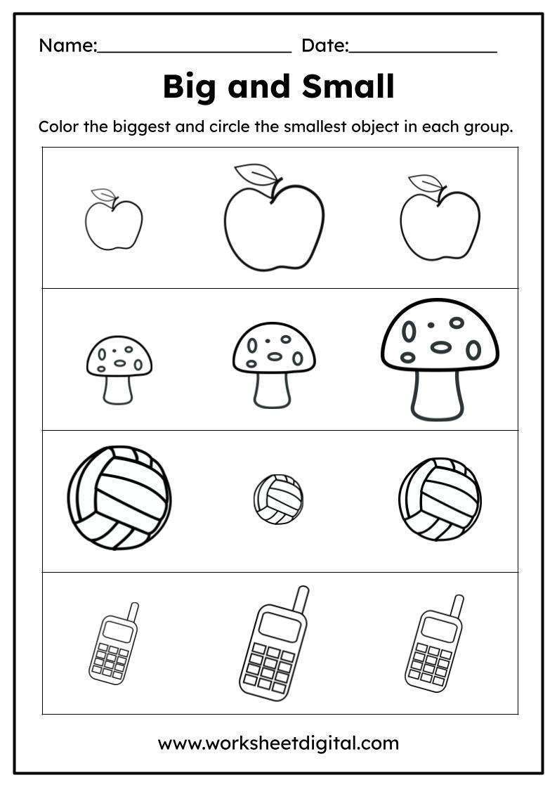 big and little worksheet
