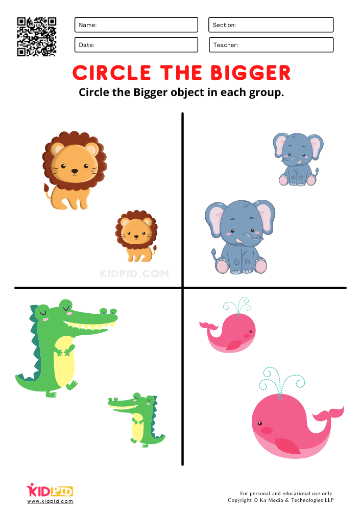 big and small worksheet for preschoolers