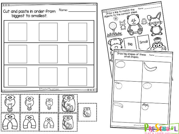 big and small worksheet for preschoolers