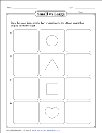 big and small worksheet for preschoolers
