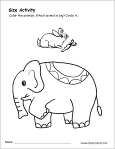 big and small worksheet for preschoolers
